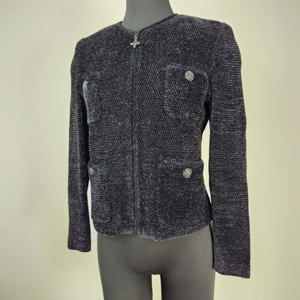 ST. JOHN Collection black chenille knit blazer